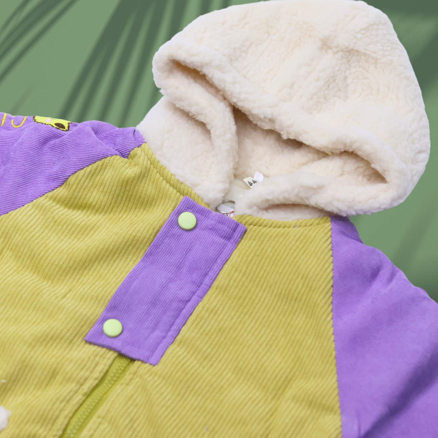 Cute Bear-Themed Hooded Baby Jacket with Fleece Lining for kids - Tinnie and Tiny