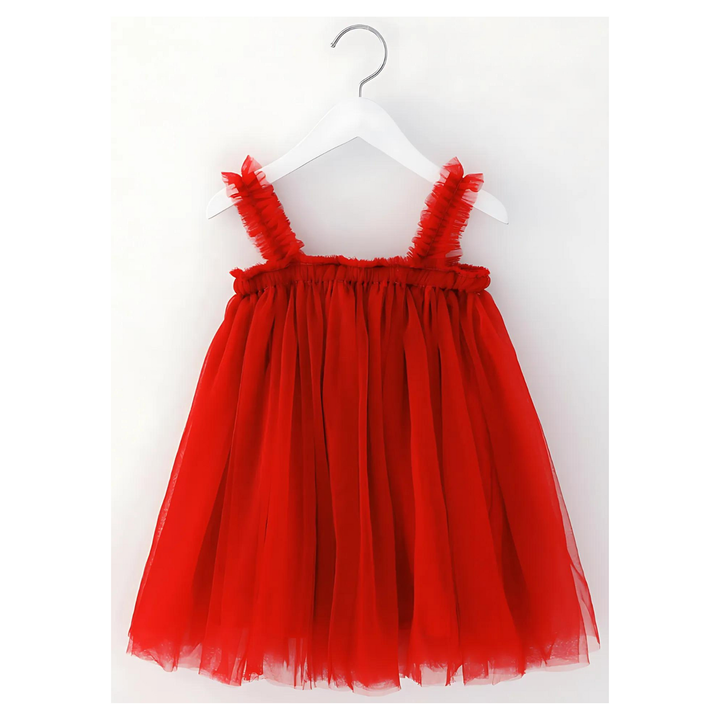 Red Ruffle-Strap Party wear Dress for Girls