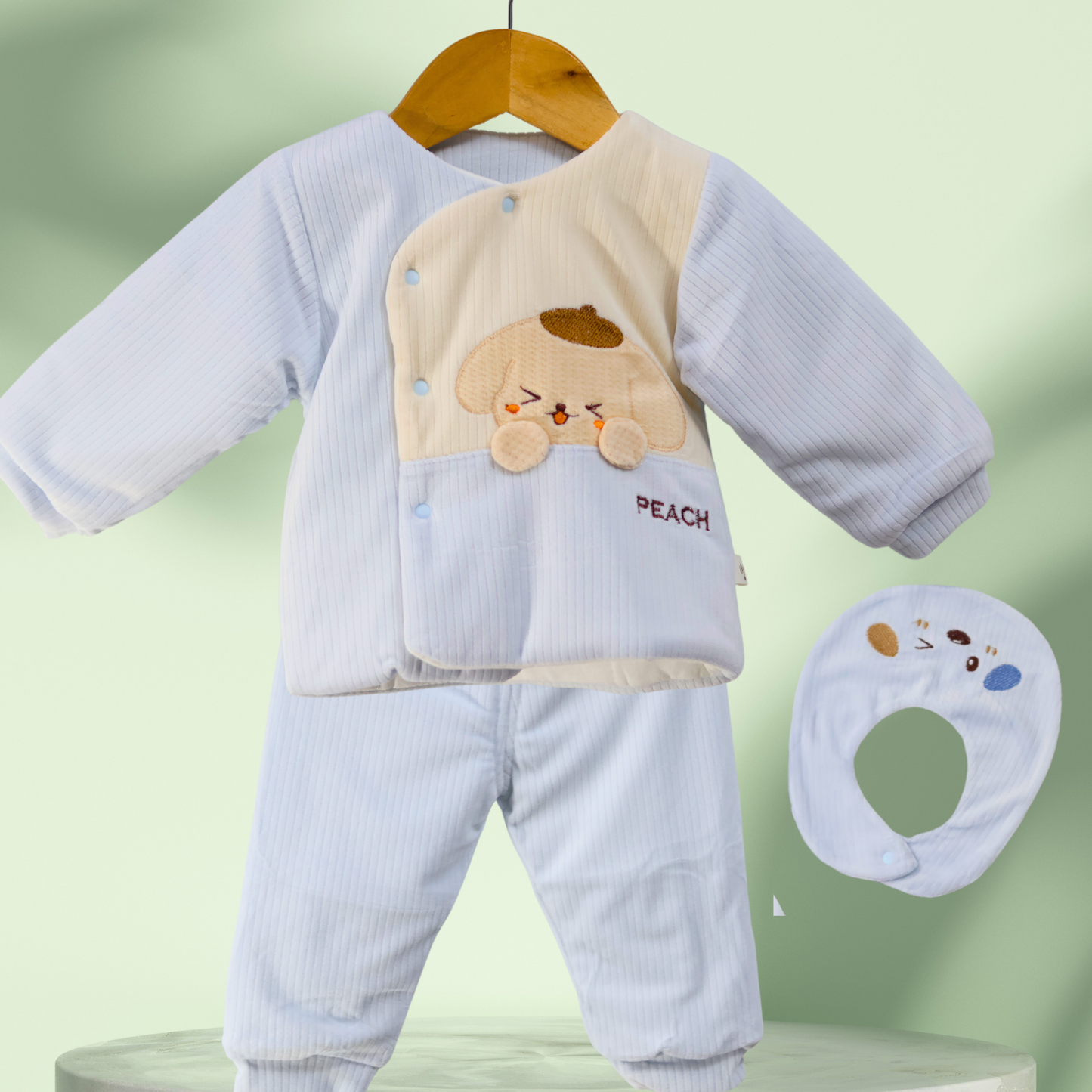 Soft Padded Baby Outfit Set with Adorable Puppy Design - Tinnie and Tiny
