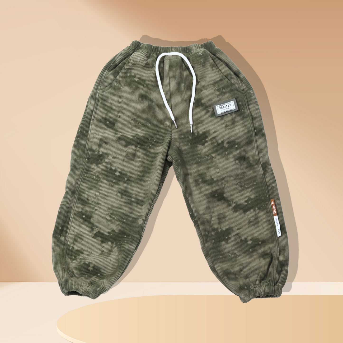Stylish Green Camouflage Padded Jogger Pants for Kids by Tinnie and Tiny