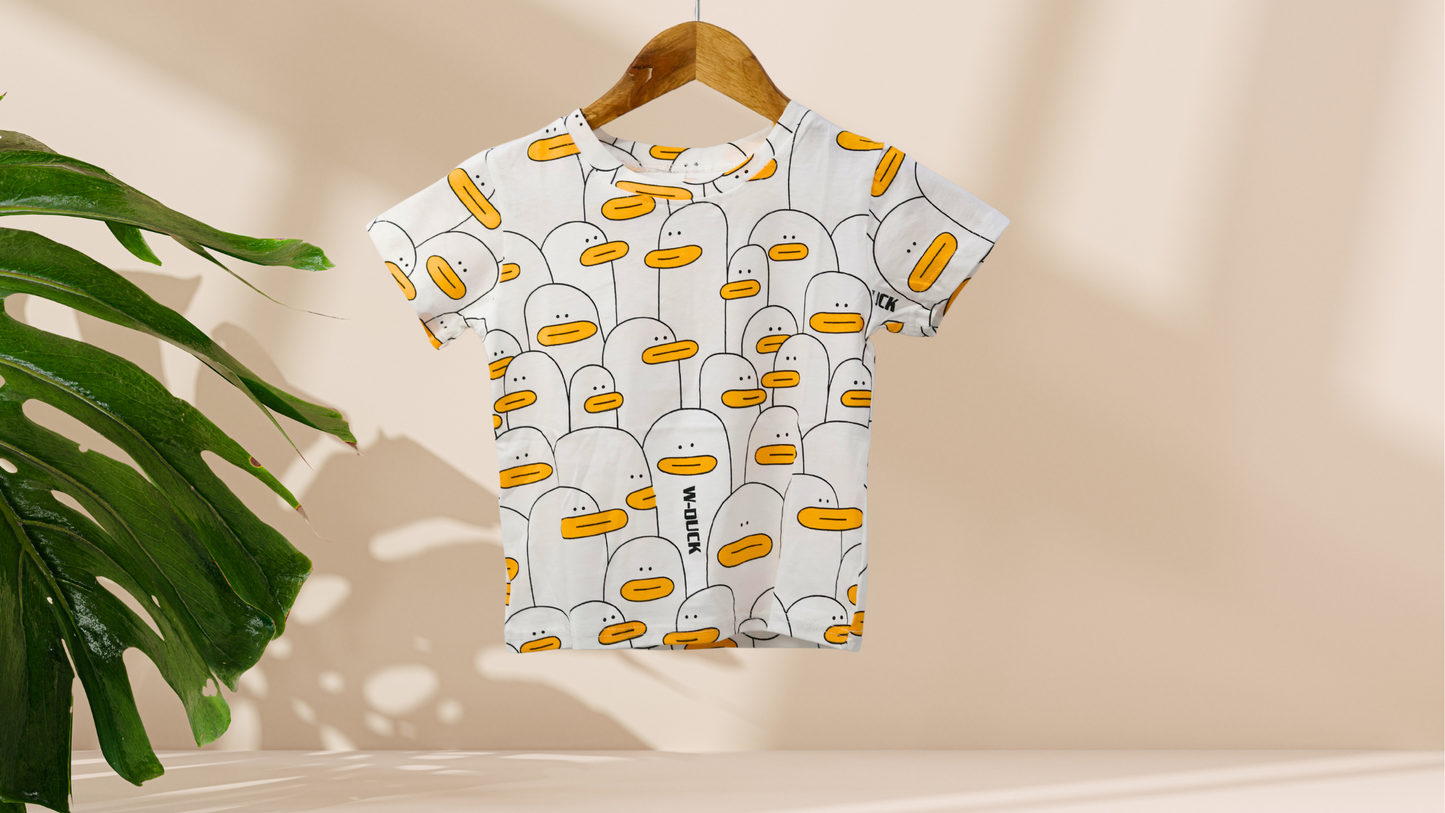 Duck Print Kids' T-Shirt | Unisex | Skin friendly soft cotton fabric