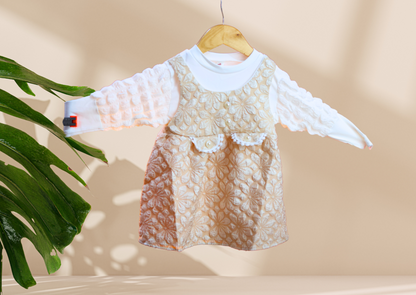 Elegant Floral Dress with Long Sleeve - Party Wear