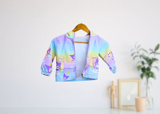 Cute Kids' Hoodie Jacket - Pastel Rainbow Color, Lightweight, Full-Zip